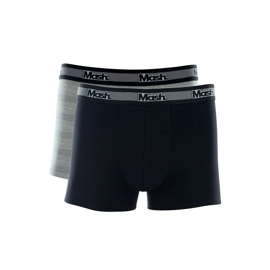 Kit Cueca Mash Boxer Algodao 110.09 Cinza Mescla/Preto Kit Cueca Mash Boxer Algodao 110.09 Cinza Mescla/Preto