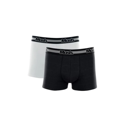 Kit Cueca Mash Boxer Algodao 110.09 Preto/Branco