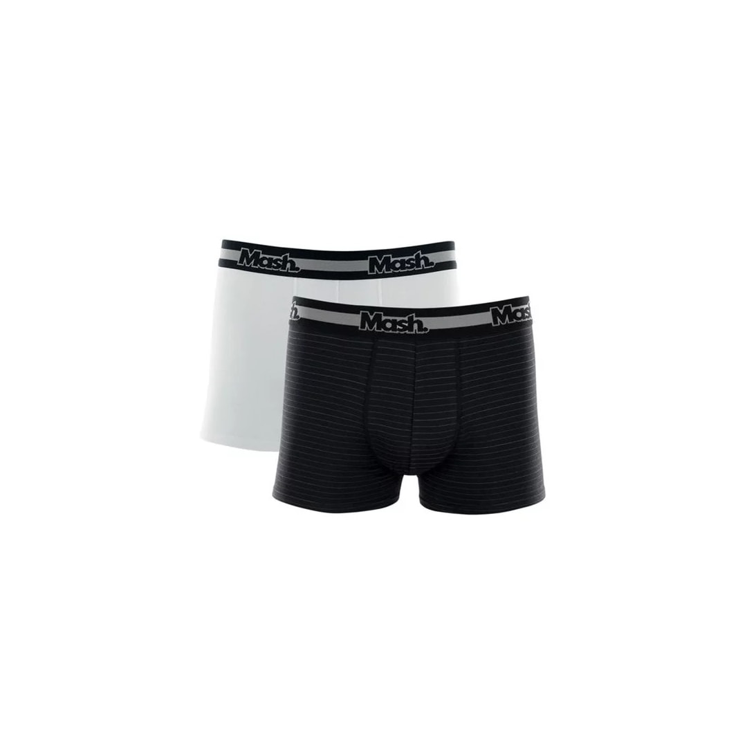 Kit Cueca Mash Boxer Algodao 110.09 Preto/Branco