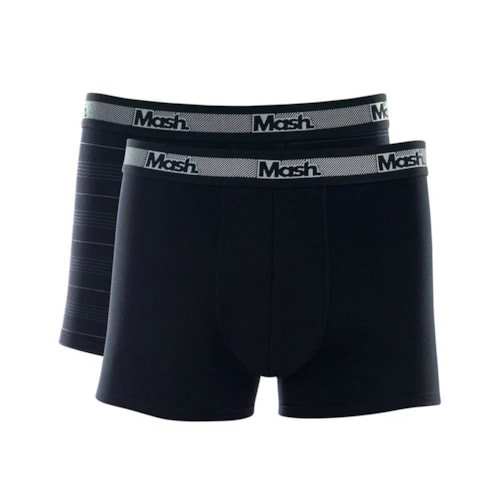 Kit Cueca Mash Boxer Algodao 110.09 Preto/Preto