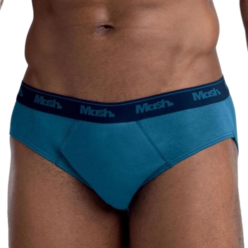 Detalhe - Kit Cueca Mash Slip Masculina 010.04 Azul/Azul/Azul