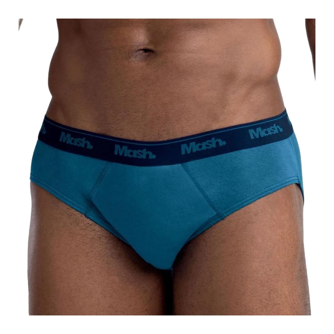 Kit Cueca Mash Slip Masculina 010.04 Azul/Azul/Azul Kit Cueca Mash Slip Masculina 010.04 Azul/Azul/Azul