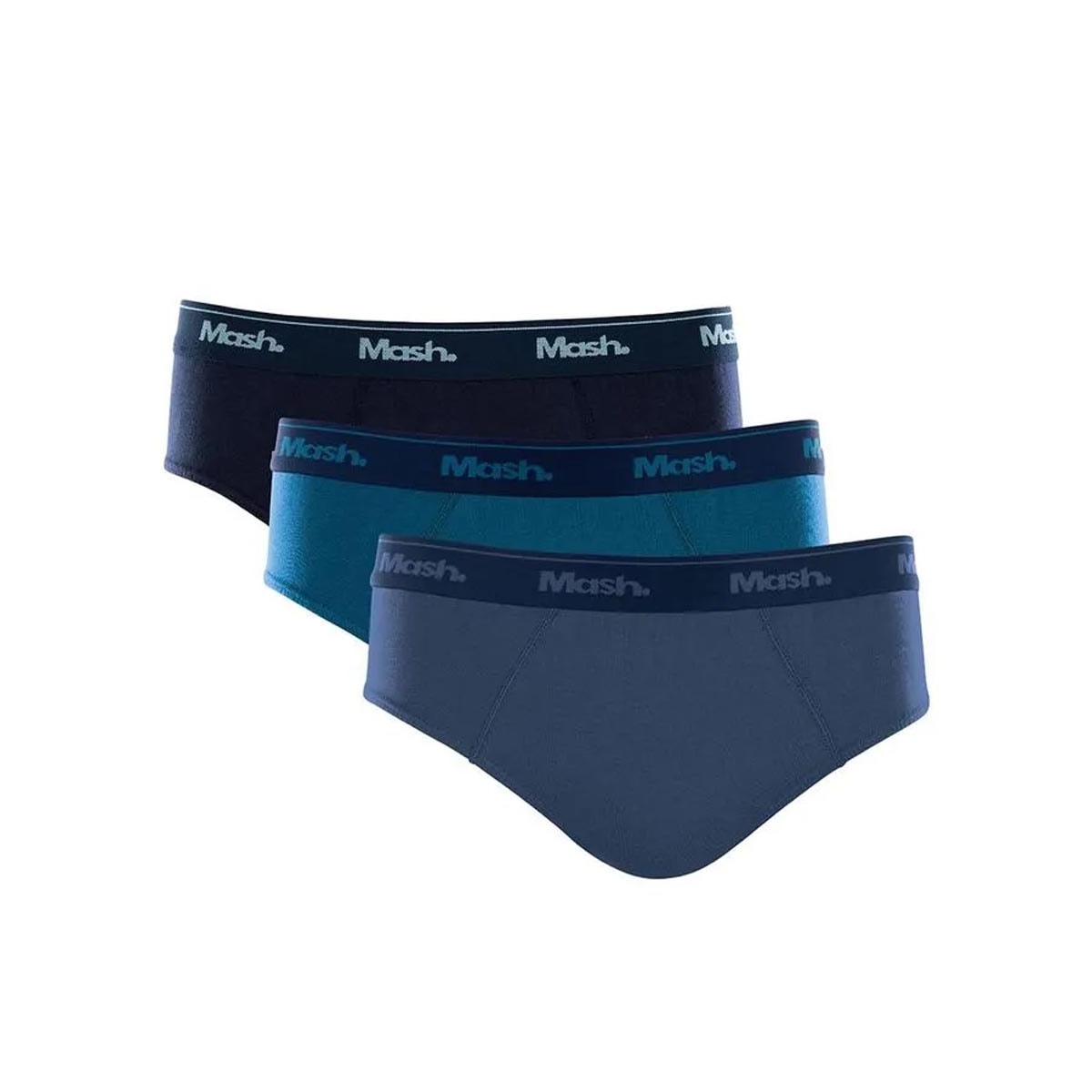 Kit Cueca Mash Slip Masculina 010.04 Azul/Azul/Azul