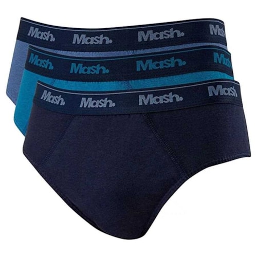 Detalhe - Kit Cueca Mash Slip Masculina 010.04 Azul/Azul/Azul