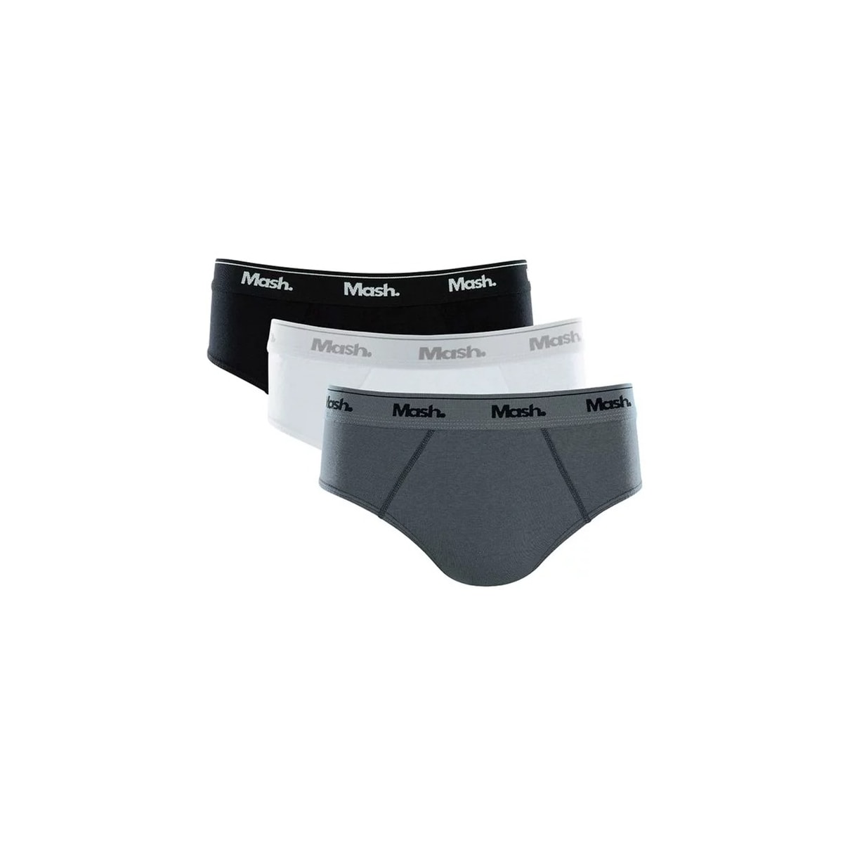 Kit Cueca Mash Slip Masculina 010.04 Cinza Medio/Branco Kit Cueca Mash Slip Masculina 010.04 Cinza Medio/Branco