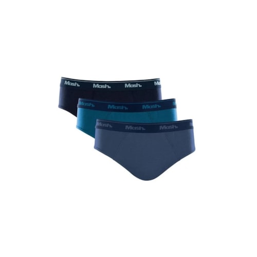 Kit Cueca Mash Slip Masculina 010.04 Jeans/Azul/Marinho