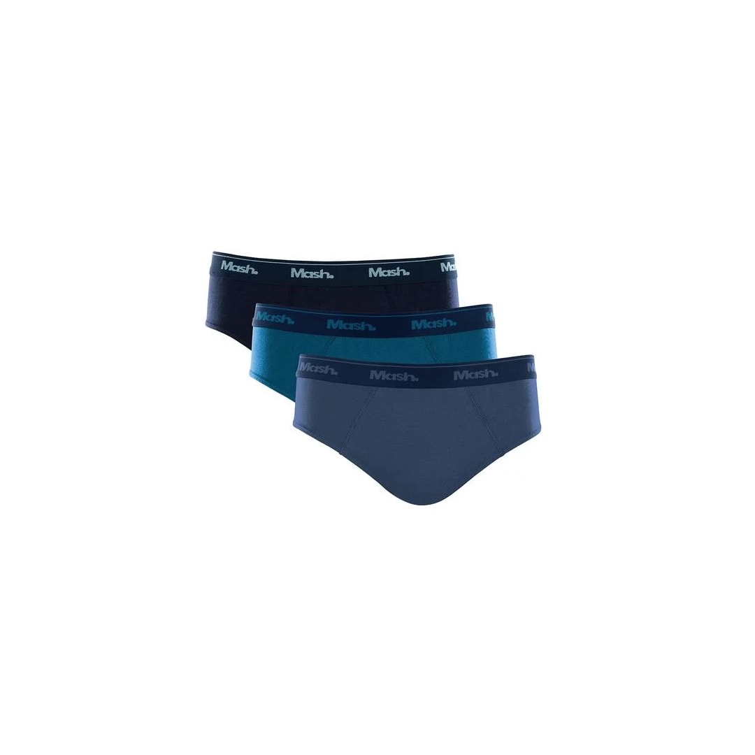 Kit Cueca Mash Slip Masculina 010.04 Jeans/Azul/Marinho Kit Cueca Mash Slip Masculina 010.04 Jeans/Azul/Marinho