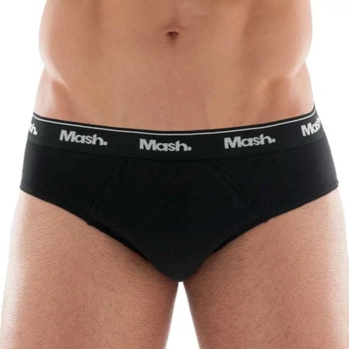 Kit Cueca Mash Slip Masculina 010.04 Preto/Branco/Cinza