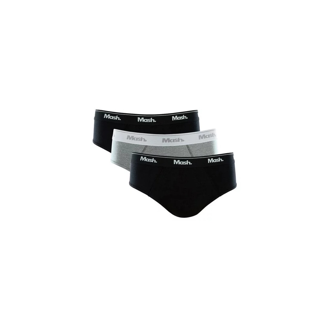 Kit Cueca Mash Slip Masculina 010.04 Preto/Cinza/Mescla