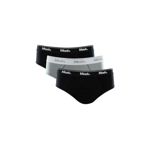 Detalhe - Kit Cueca Mash Slip Masculina 010.04 Preto/Cinza/Mescla
