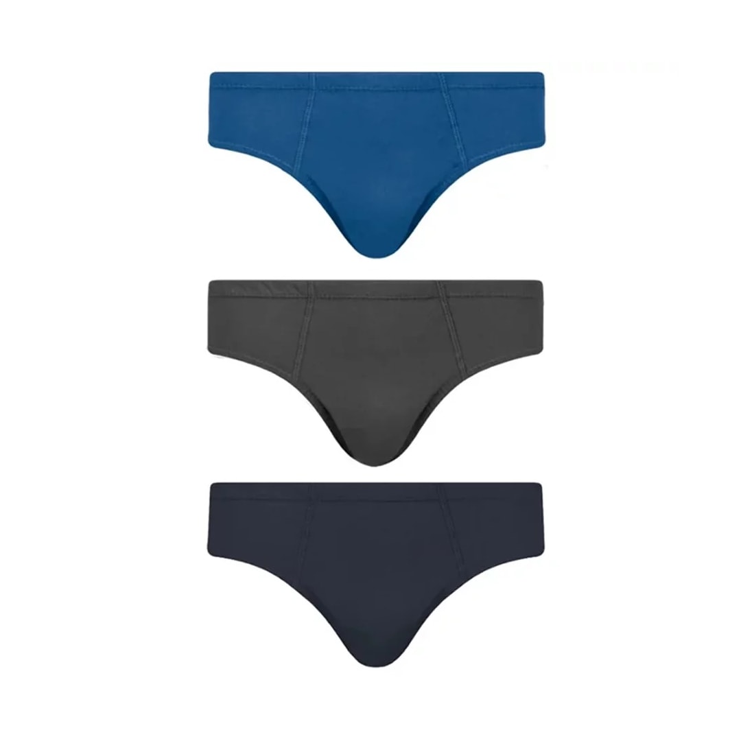 Kit Cueca Selene Slip 3 Peças 11910 Marinho/Royal/Chumbo Kit Cueca Selene Slip 3 Peças 11910 Marinho/Royal/Chumbo