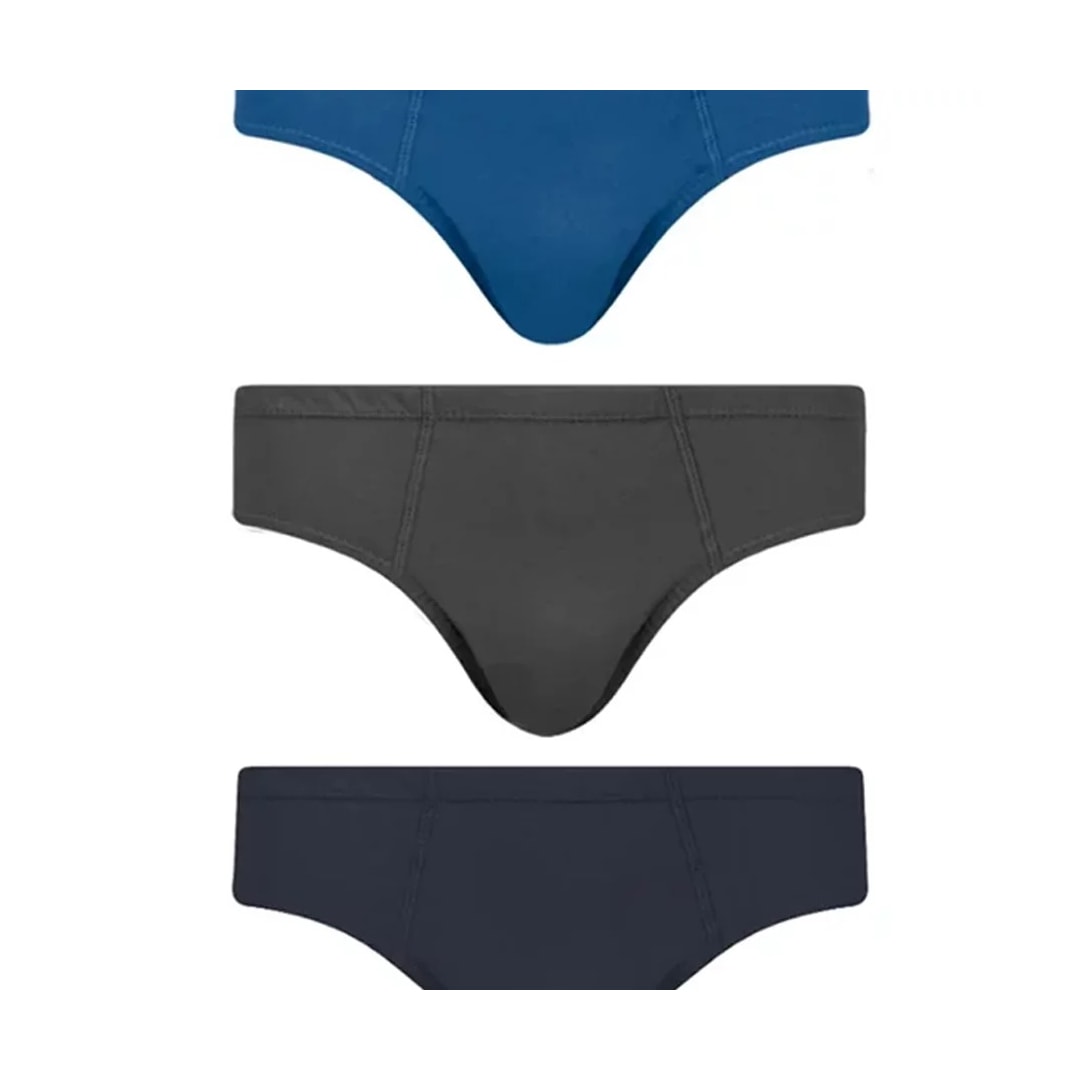 Kit Cueca Selene Slip 3 Peças 11910 Marinho/Royal/Chumbo