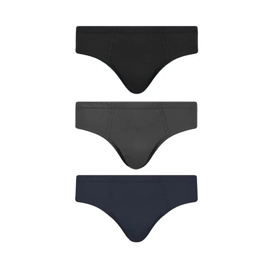 Kit Cueca Selene Slip 3 Peças 11910 Preto/Marinho/Mescla
