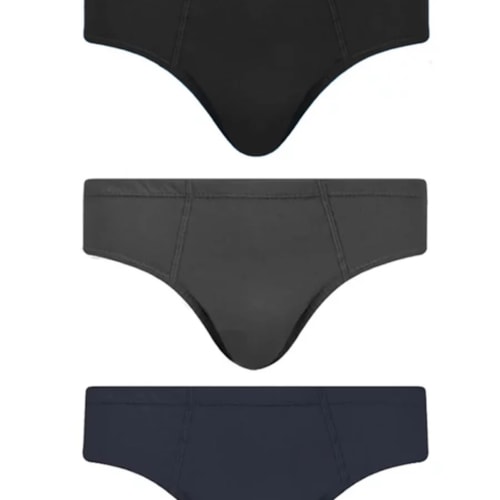 Detalhe - Kit Cueca Selene Slip 3 Peças 11910 Preto/Marinho/Mescla