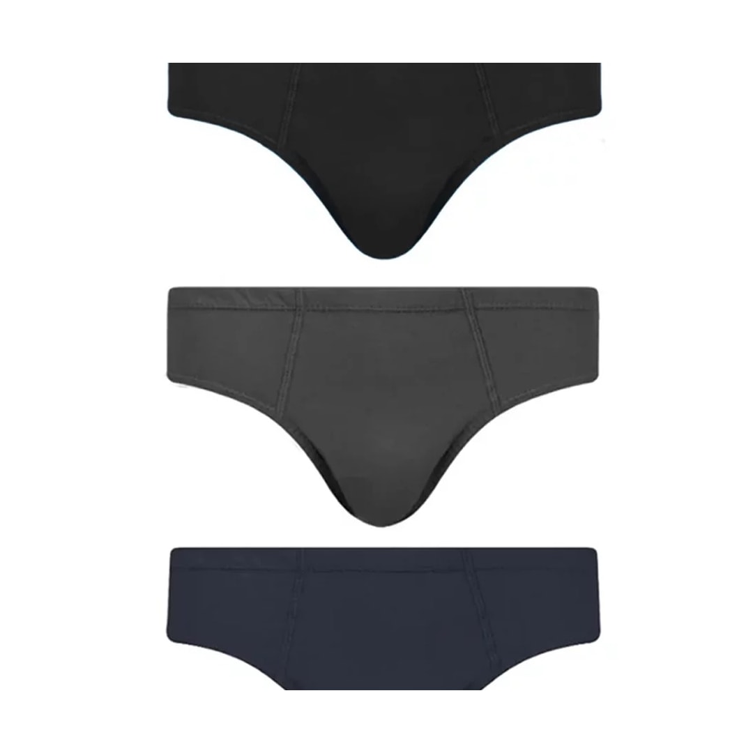 Kit Cueca Selene Slip 3 Peças 11910 Preto/Marinho/Mescla