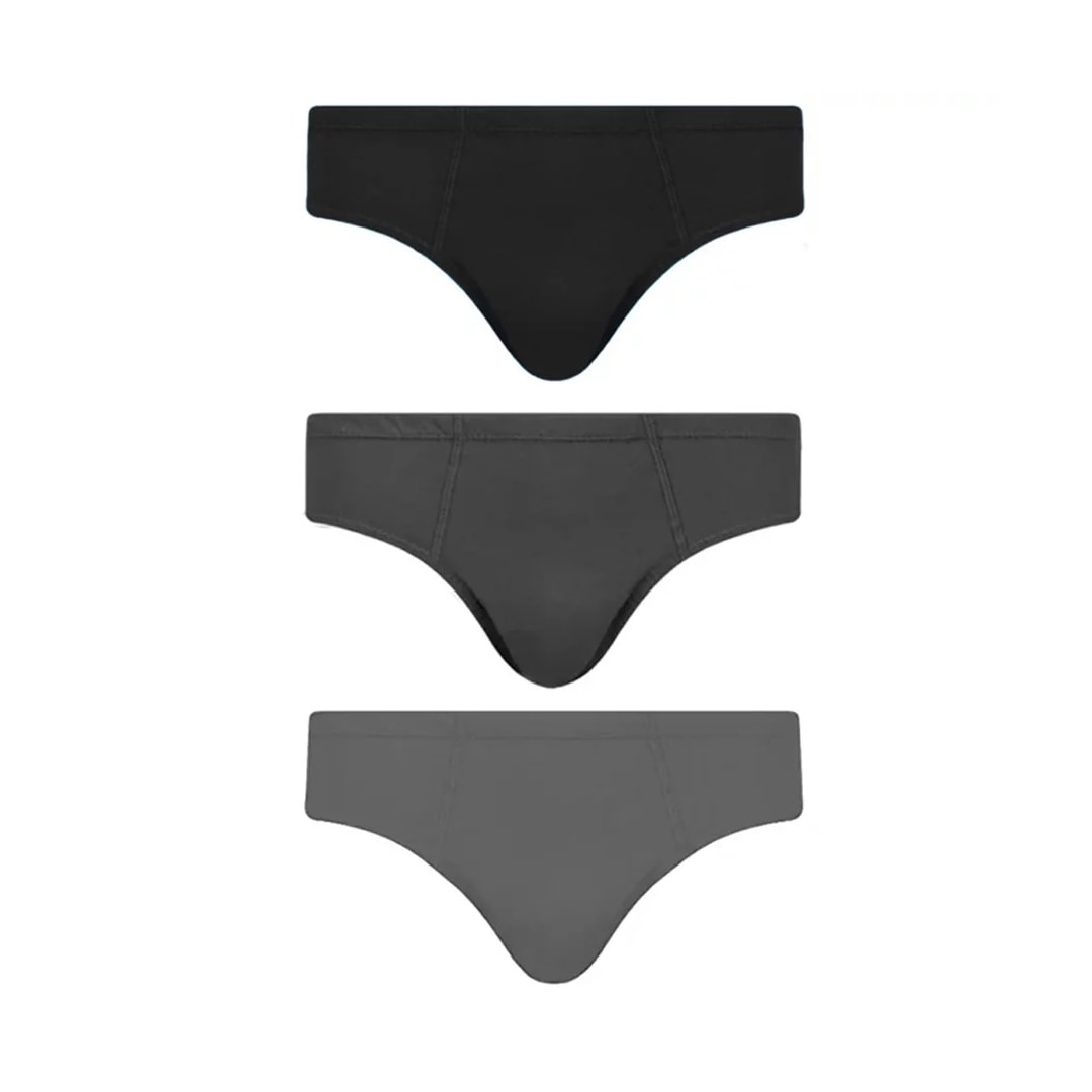 Kit Cueca Selene Slip 3 Peças 11910 Preto/Mescla/Chumbo