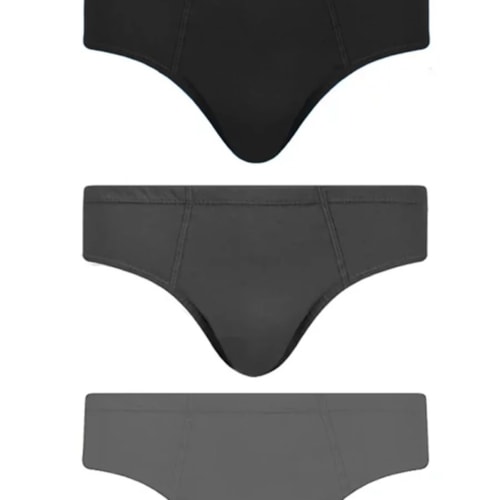 Detalhe - Kit Cueca Selene Slip 3 Peças 11910 Preto/Mescla/Chumbo