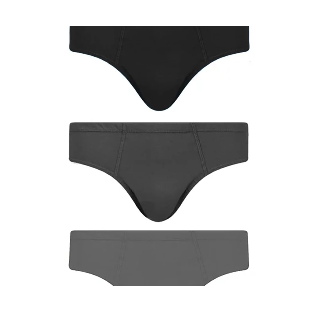 Kit Cueca Selene Slip 3 Peças 11910 Preto/Mescla/Chumbo