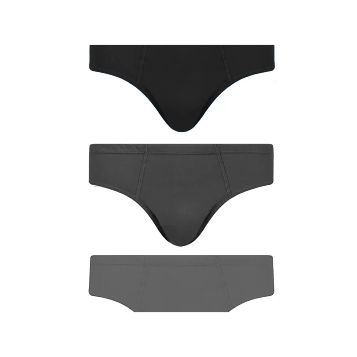 Kit Cueca Selene Slip 3 Peças 11910 Preto/Mescla/Chumbo