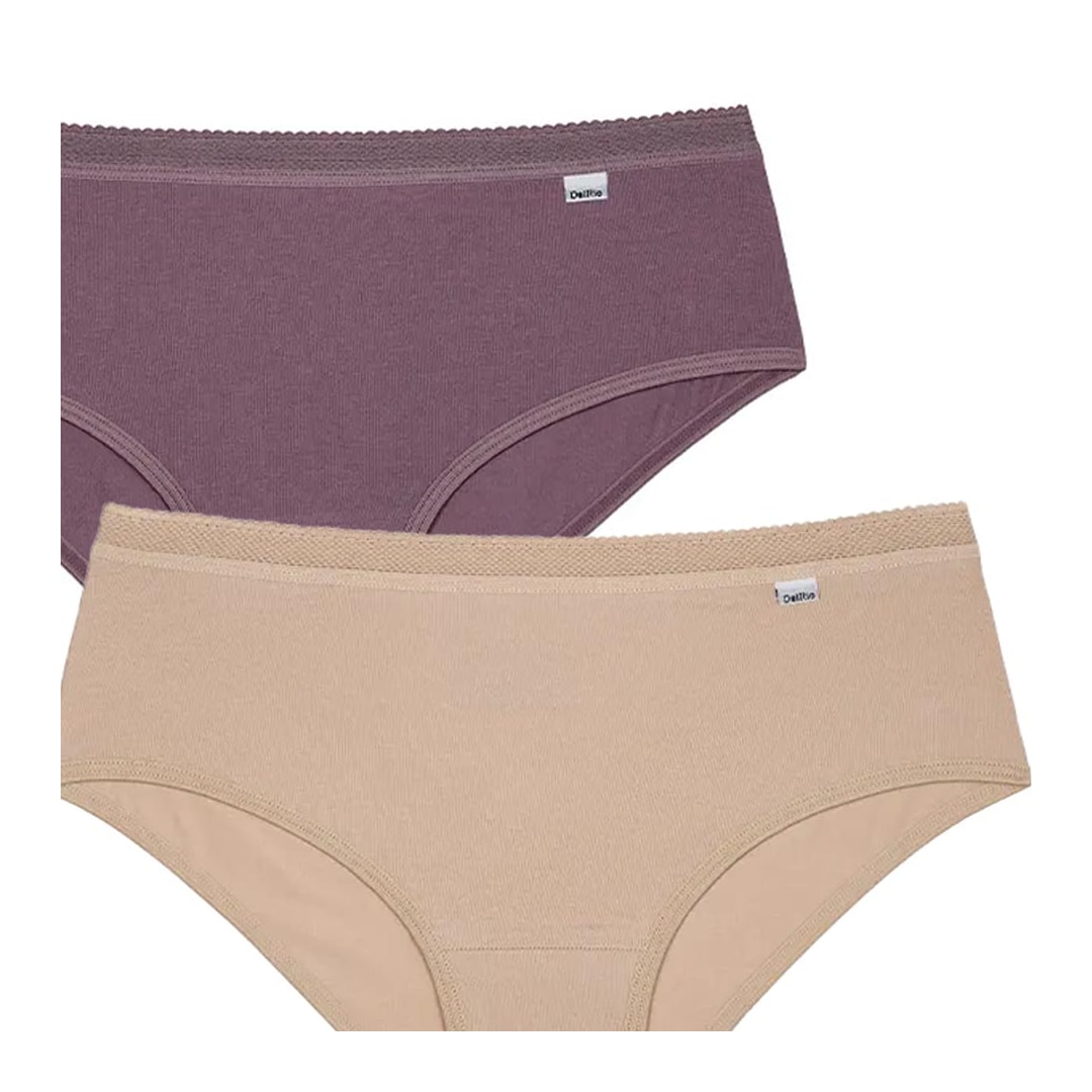 Kit Delrio 2 Calcinhas Cotton Dr50609 Areia/New Nude