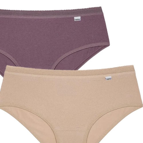 Detalhe - Kit Delrio 2 Calcinhas Cotton Dr50609 Areia/New Nude