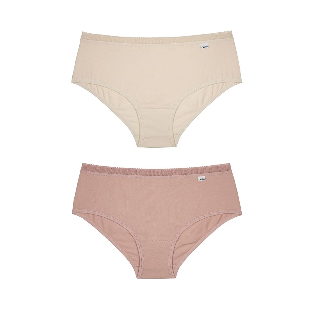 Kit Delrio 2 Calcinhas Cotton Dr50609 Natural/Romance