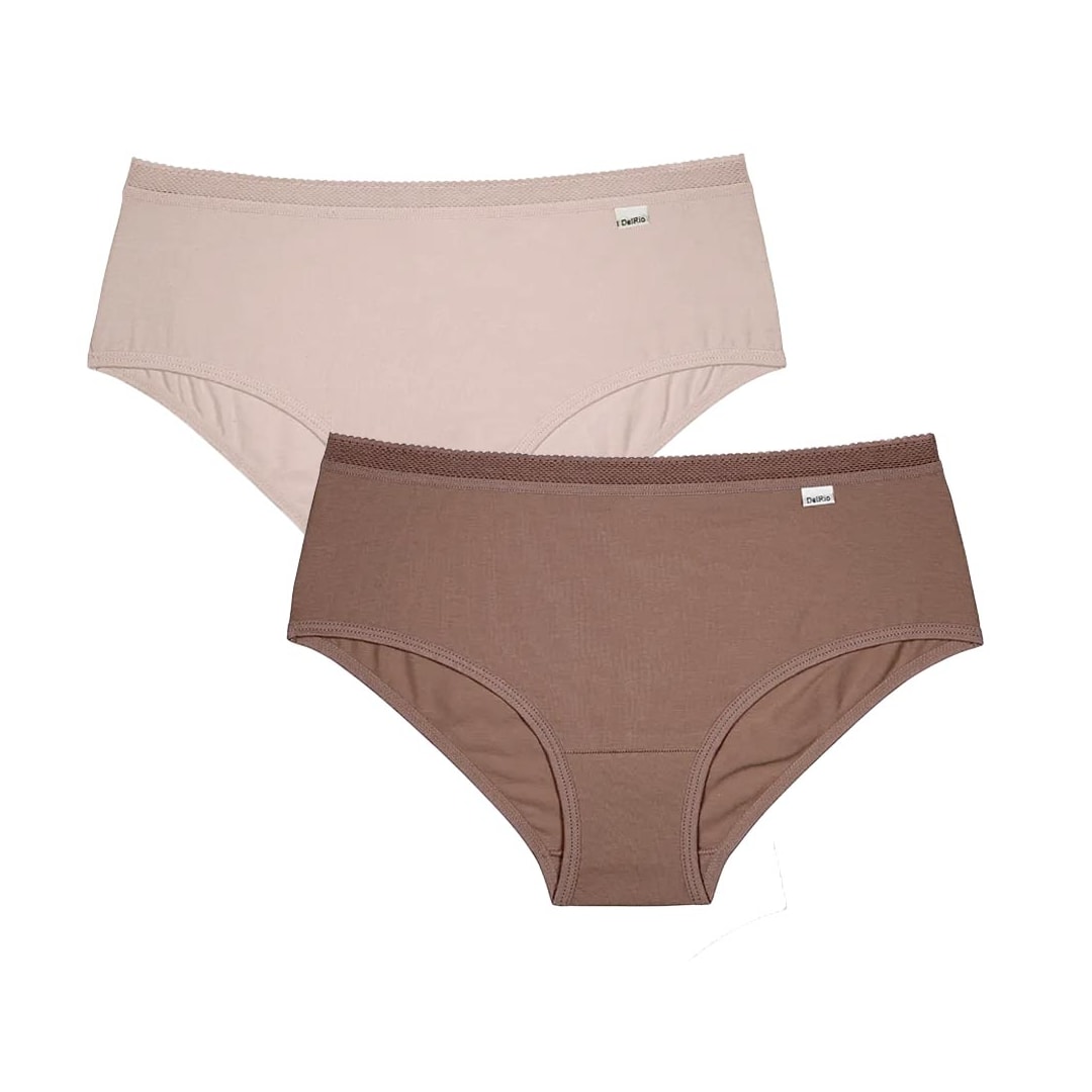 Kit Delrio 2 Calcinhas Cotton Dr50609 Quartzo/Capuccino
