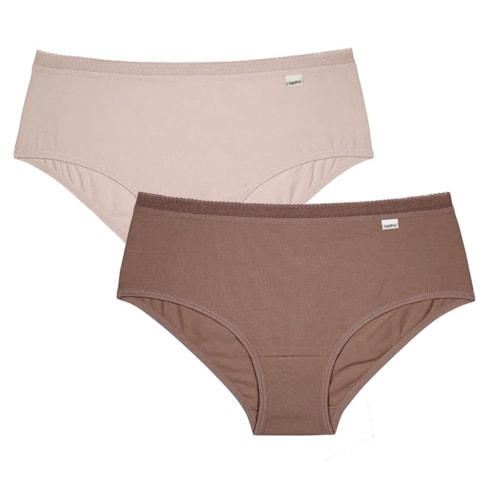 Kit Delrio 2 Calcinhas Cotton Dr50609 Quartzo/Capuccino