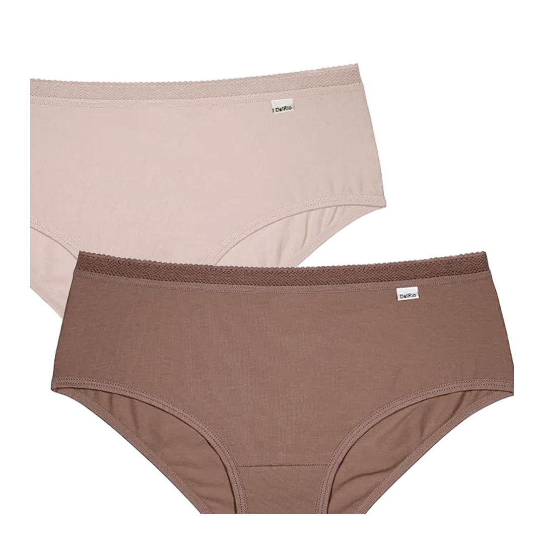 Kit Delrio 2 Calcinhas Cotton Dr50609 Quartzo/Capuccino Kit Delrio 2 Calcinhas Cotton Dr50609 Quartzo/Capuccino