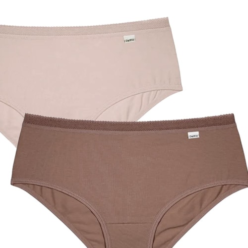 Detalhe - Kit Delrio 2 Calcinhas Cotton Dr50609 Quartzo/Capuccino