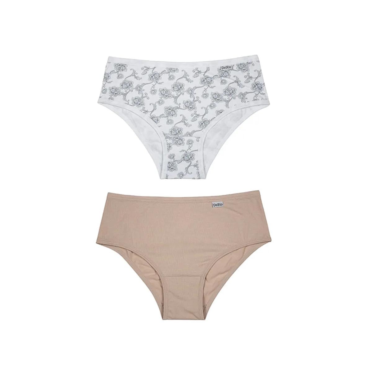 Kit Delrio 2 Calcinhas Em Cotton V50368 Branco Encanto