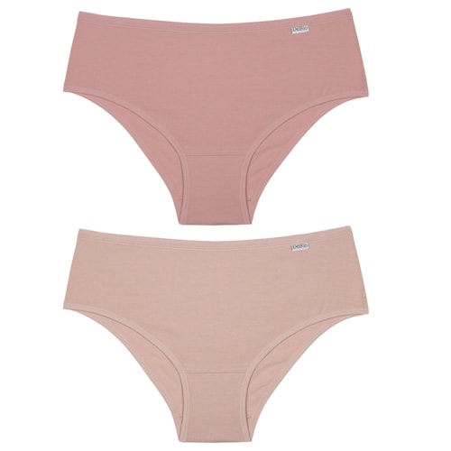 Detalhe - Kit DelRio 2 Calcinhas em Cotton V50368 Pessego/Romance