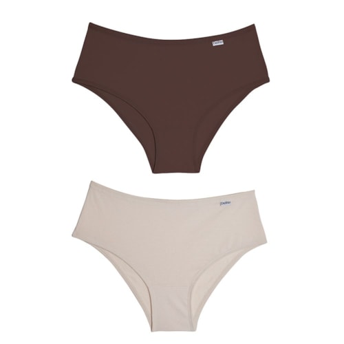 Detalhe - Kit Delrio 2 Calcinhas Em Cotton V50368 Rose/Bege