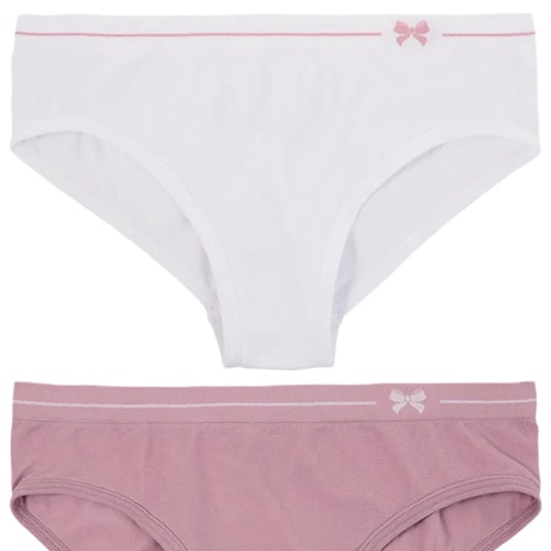 Detalhe - Kit Delrio 2 Calcinhas Infantil F5104 Make/Branco