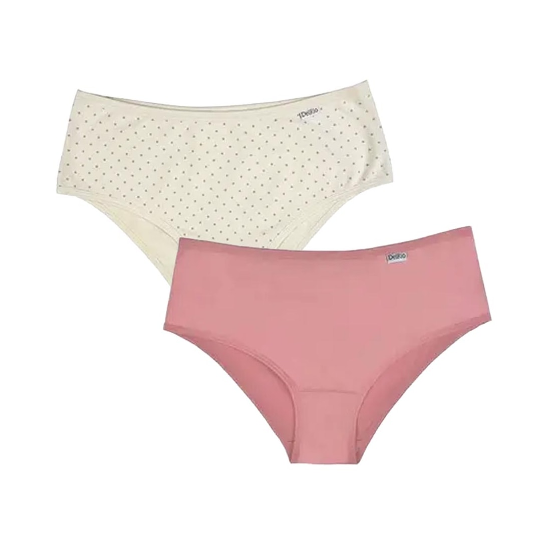 Kit Delrio 2 Calcinhas Larga V50368 Creme/Quartzo