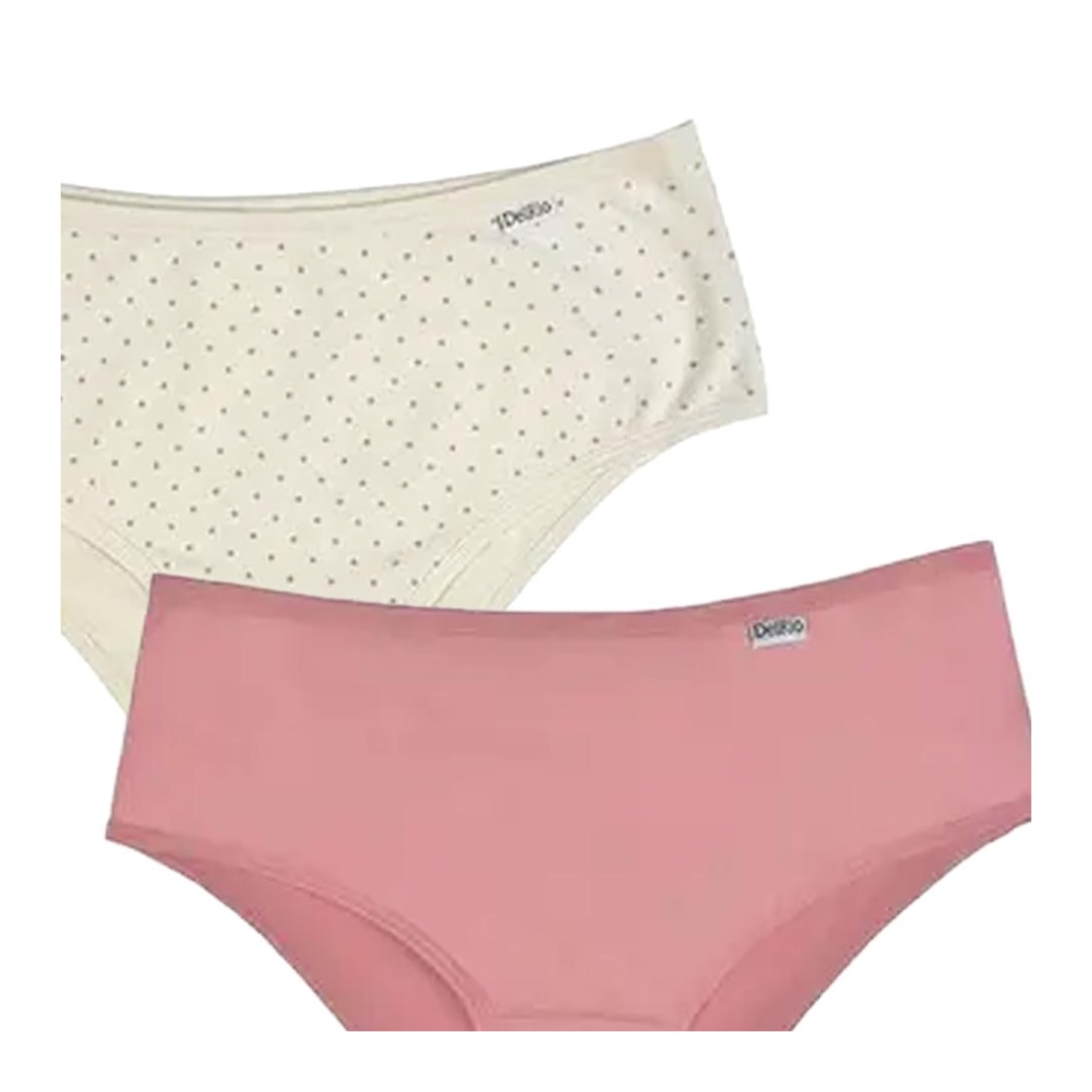 Kit Delrio 2 Calcinhas Larga V50368 Creme/Quartzo