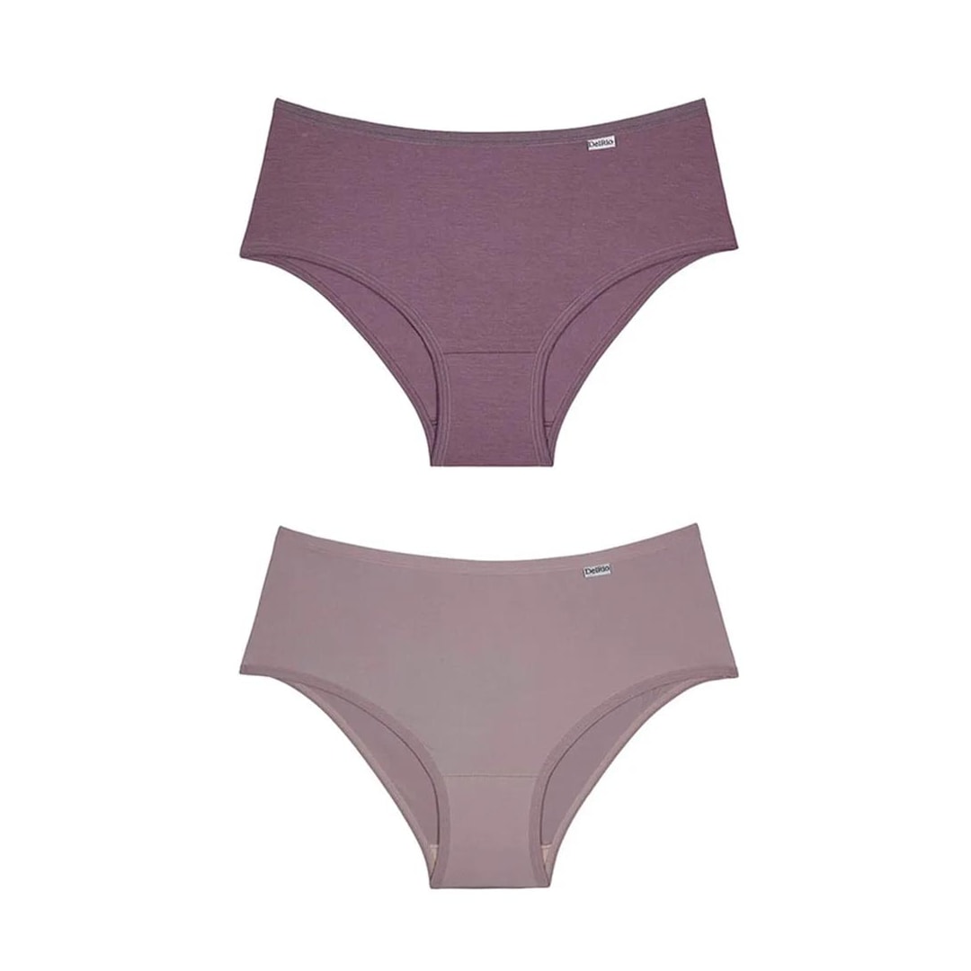 Kit Delrio 2 Calcinhas Larga V50368 Quartzo/Nude