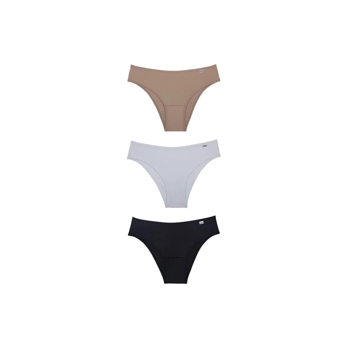 Kit Delrio 3 Calcinhas 51509 Mousse/Branco/Preto