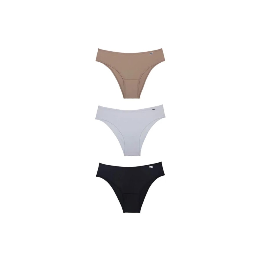 Kit Delrio 3 Calcinhas 51509 Mousse/Branco/Preto Kit Delrio 3 Calcinhas 51509 Mousse/Branco/Preto