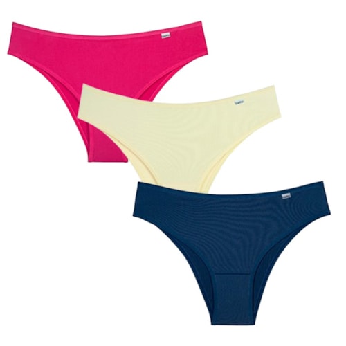 Detalhe - Kit Delrio 3 Calcinhas 51509 Pink/Amarelo/Azul Marinho