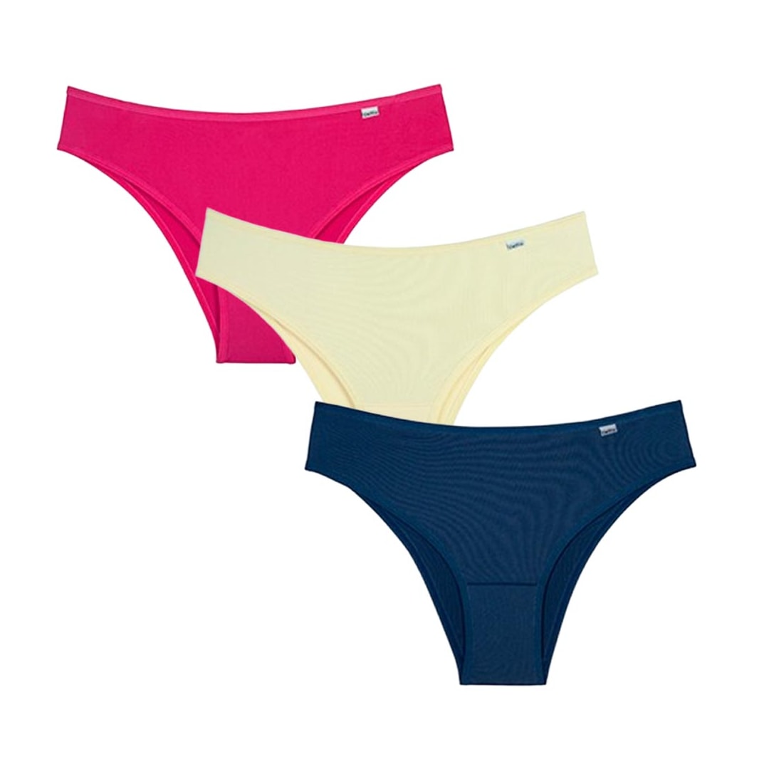 Kit Delrio 3 Calcinhas 51509 Pink/Amarelo/Azul Marinho Kit Delrio 3 Calcinhas 51509 Pink/Amarelo/Azul Marinho