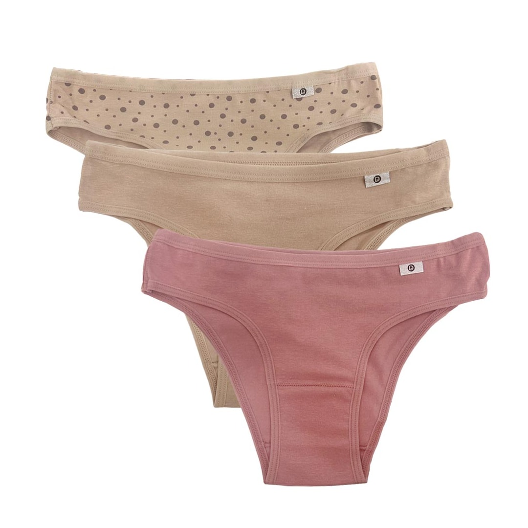 Kit Delrio 3 Calcinhas Em Cotton V51364 Areia/Rose/Mousse Kit Delrio 3 Calcinhas Em Cotton V51364 Areia/Rose/Mousse