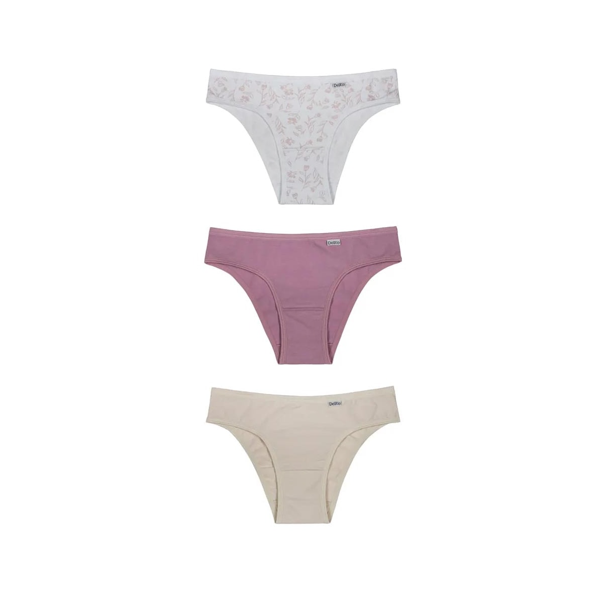 Kit Delrio 3 Calcinhas Em Cotton V51364 Branco/Rose/Creme Kit Delrio 3 Calcinhas Em Cotton V51364 Branco/Rose/Creme
