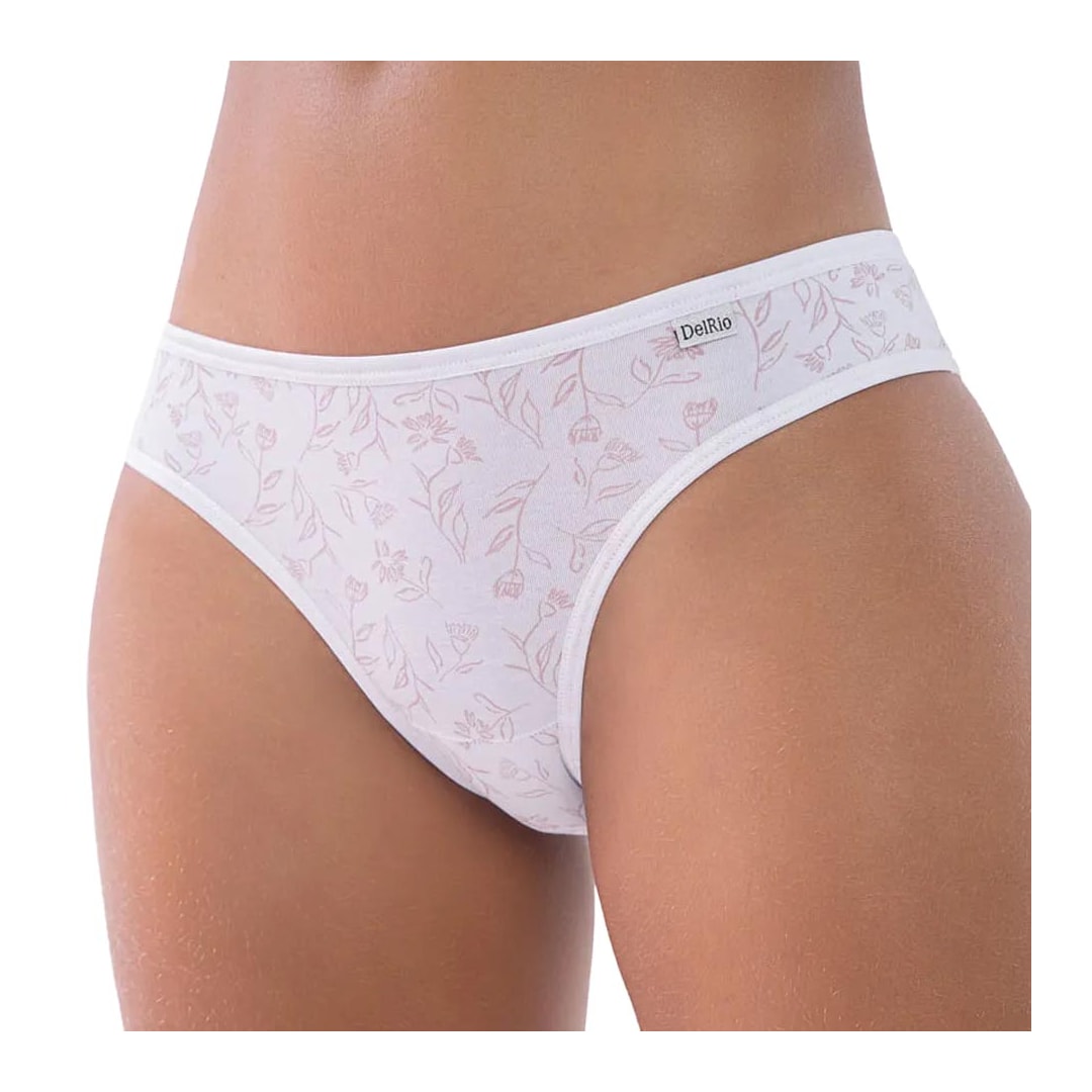 Kit Delrio 3 Calcinhas Em Cotton V51364 Branco/Rose/Creme