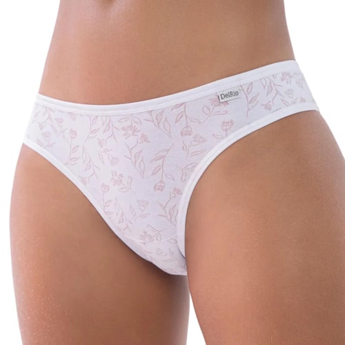 Detalhe - Kit Delrio 3 Calcinhas Em Cotton V51364 Branco/Rose/Creme