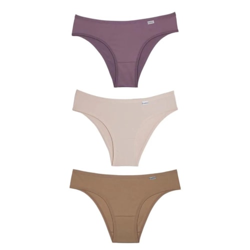 Kit Delrio 3 Calcinhas Em Cotton V51364 New Nude/Areia/Mouss