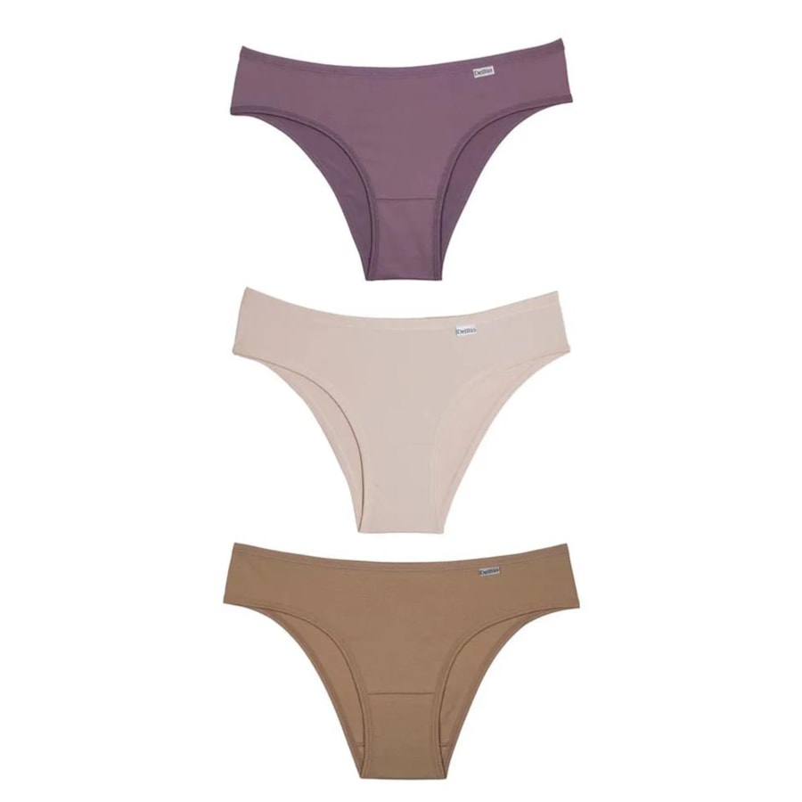 Kit Delrio 3 Calcinhas Em Cotton V51364 New Nude/Areia/Mouss