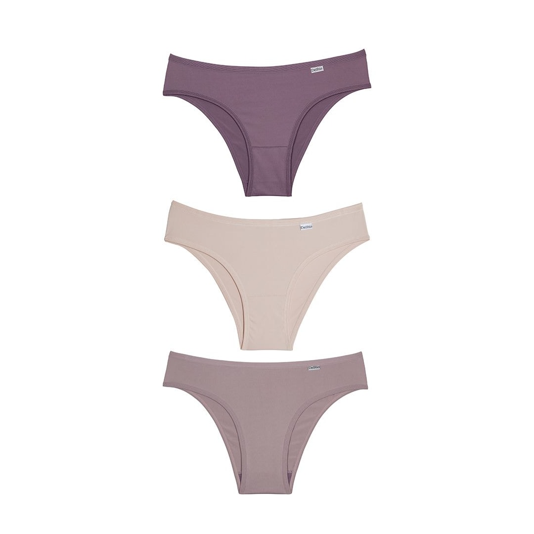 Kit Delrio 3 Calcinhas Em Cotton V51364 Rose/Make/Mousse