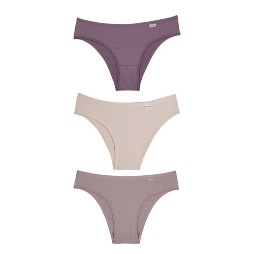 Detalhe - Kit Delrio 3 Calcinhas Em Cotton V51364 Rose/Make/Mousse