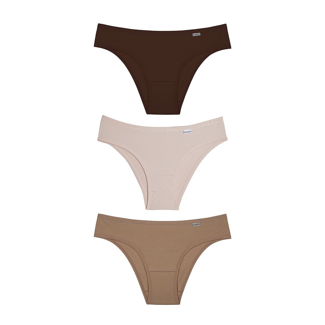 Kit Delrio 3 Calcinhas Em Cotton V51364 Rose/Make/Mousse